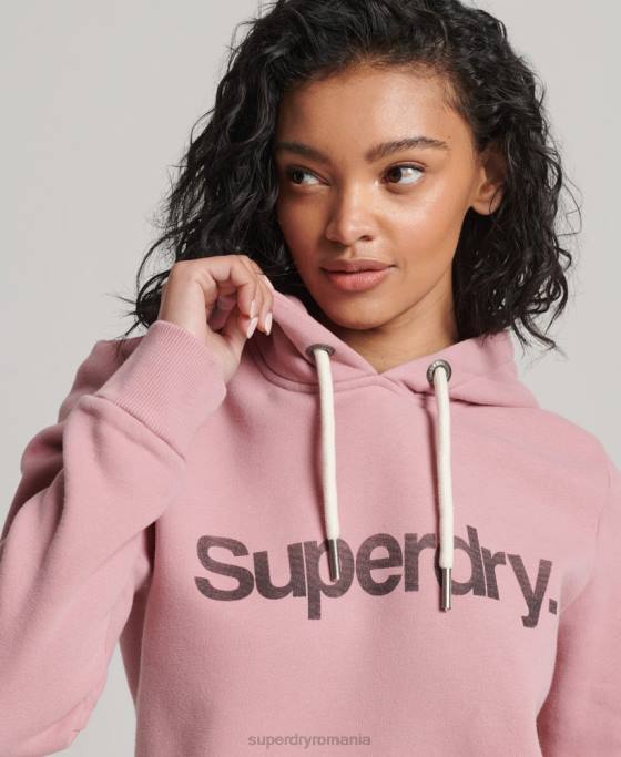 Superdry hanorac cu logo din bumbac organic îmbrăcăminte roz femei JX0Z5967