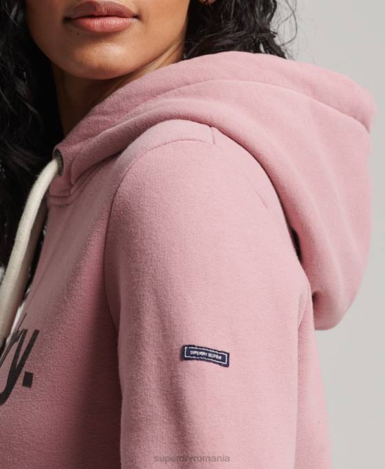 Superdry hanorac cu logo din bumbac organic îmbrăcăminte roz femei JX0Z5967