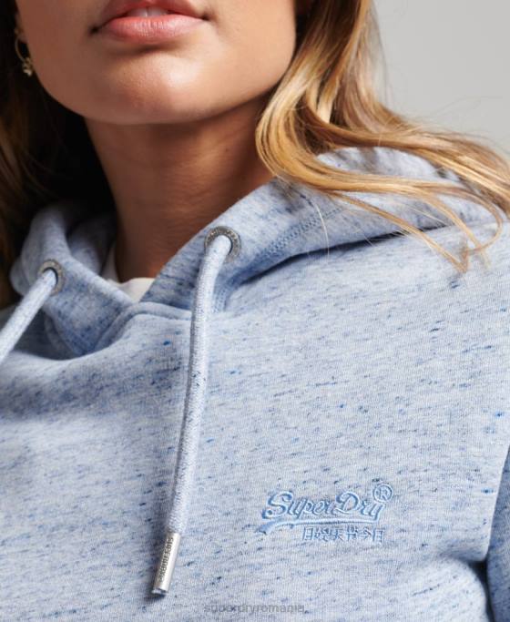 Superdry hanorac cu logo esențial din bumbac organic îmbrăcăminte albastru deschis femei JX0Z6117