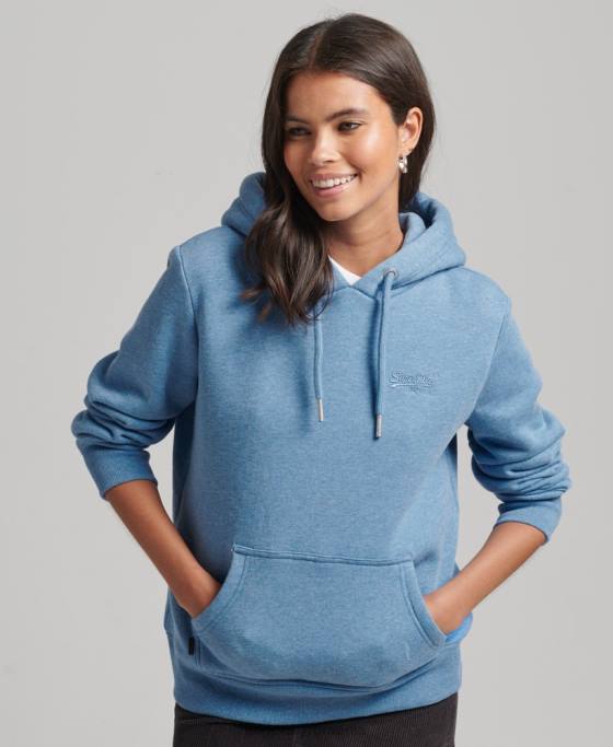Superdry hanorac cu logo esențial din bumbac organic îmbrăcăminte albastru femei JX0Z5746