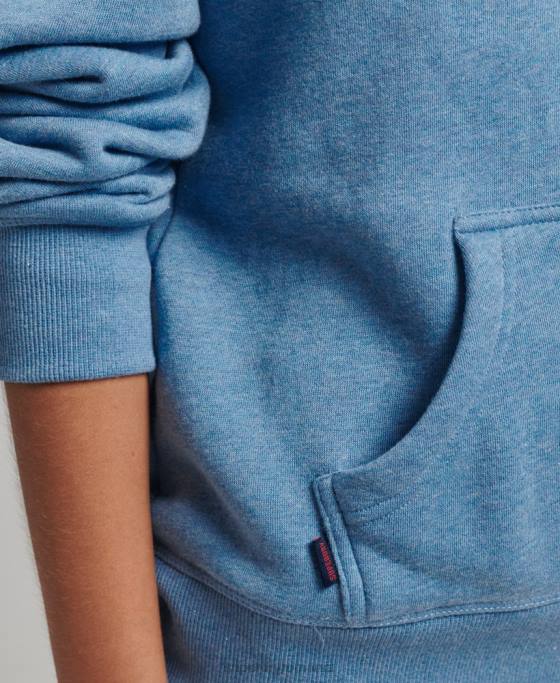 Superdry hanorac cu logo esențial din bumbac organic îmbrăcăminte albastru femei JX0Z5746