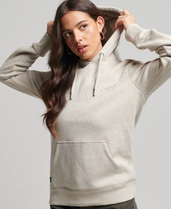 Superdry hanorac cu logo esențial din bumbac organic îmbrăcăminte cremă femei JX0Z6151