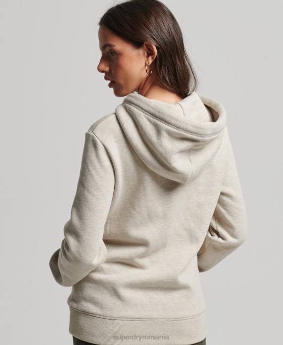 Superdry hanorac cu logo esențial din bumbac organic îmbrăcăminte cremă femei JX0Z6151