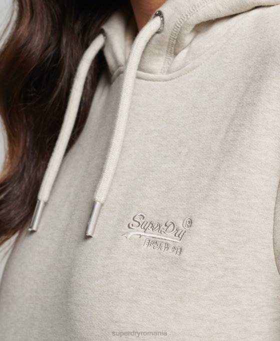 Superdry hanorac cu logo esențial din bumbac organic îmbrăcăminte cremă femei JX0Z6151