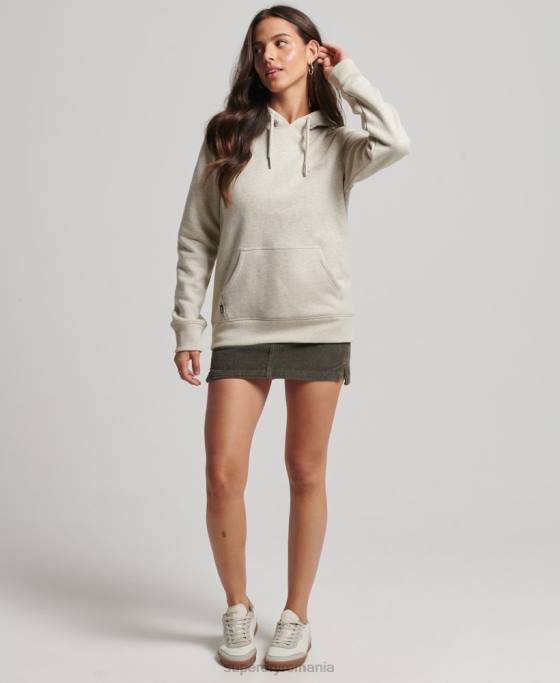 Superdry hanorac cu logo esențial din bumbac organic îmbrăcăminte cremă femei JX0Z6151