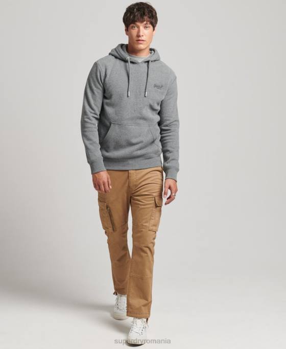 Superdry hanorac cu logo esențial din bumbac organic îmbrăcăminte gri bărbați JX0Z560