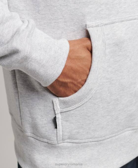 Superdry hanorac cu logo esențial din bumbac organic îmbrăcăminte gri deschis bărbați JX0Z616