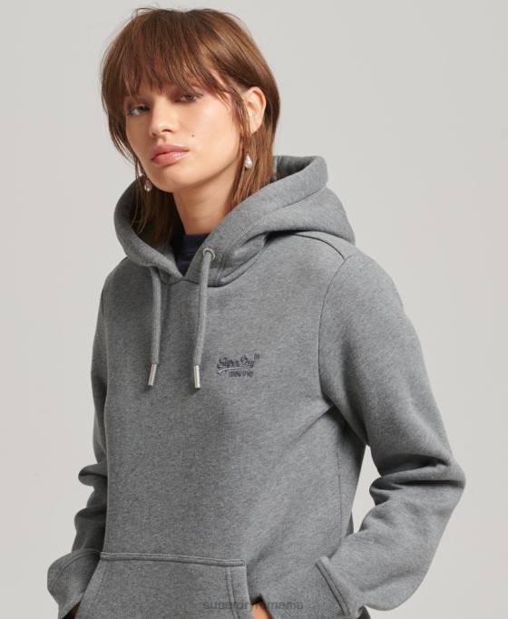 Superdry hanorac cu logo esențial din bumbac organic îmbrăcăminte gri femei JX0Z6108