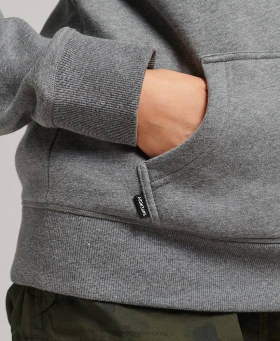 Superdry hanorac cu logo esențial din bumbac organic îmbrăcăminte gri femei JX0Z6108