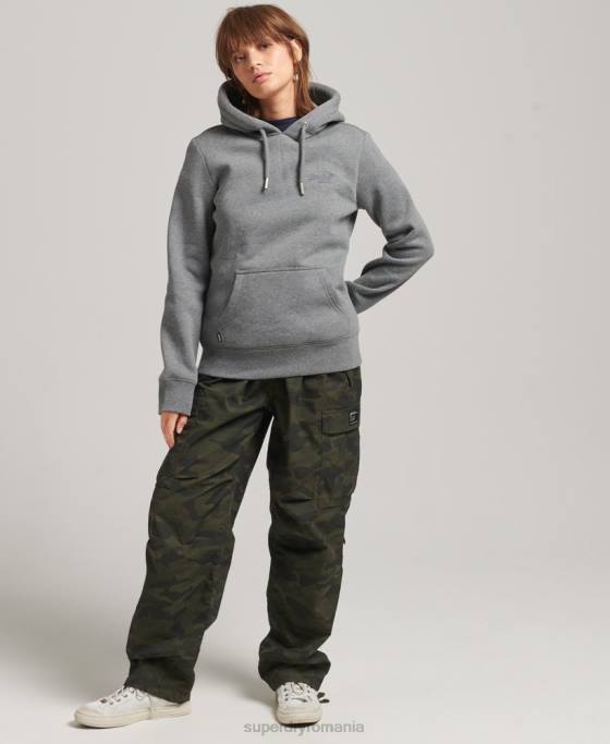Superdry hanorac cu logo esențial din bumbac organic îmbrăcăminte gri femei JX0Z6108