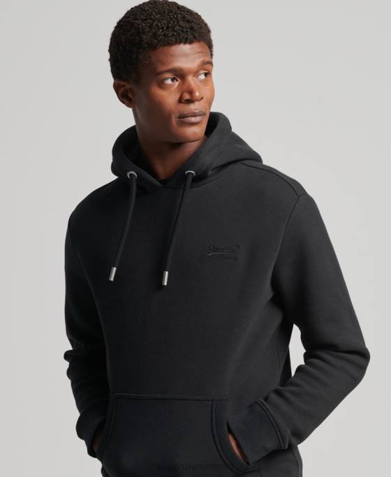 Superdry hanorac cu logo esențial din bumbac organic îmbrăcăminte negru bărbați JX0Z590