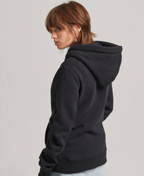 Superdry hanorac cu logo esențial din bumbac organic îmbrăcăminte negru femei JX0Z5766