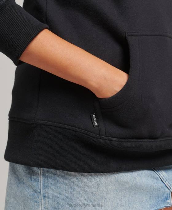 Superdry hanorac cu logo esențial din bumbac organic îmbrăcăminte negru femei JX0Z5766