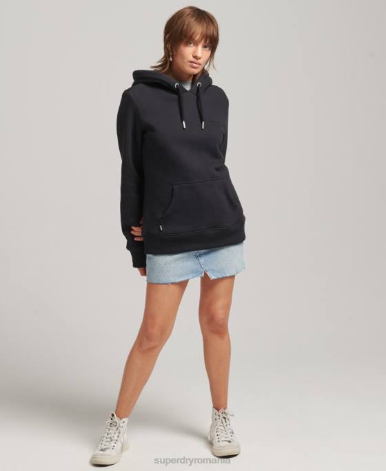 Superdry hanorac cu logo esențial din bumbac organic îmbrăcăminte negru femei JX0Z5766