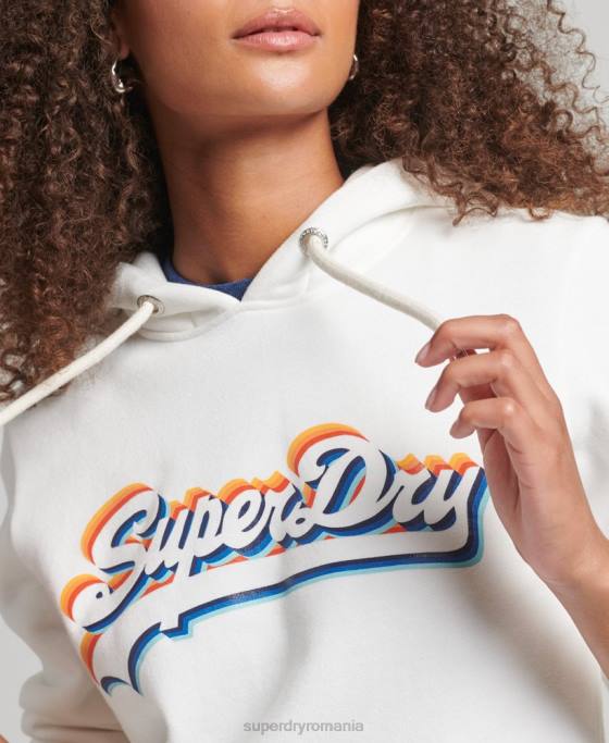 Superdry hanorac cu logo grafic curcubeu îmbrăcăminte alb femei JX0Z6030