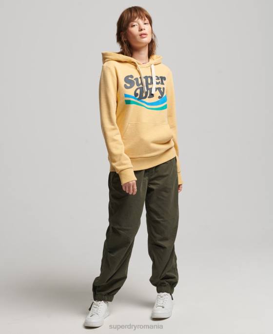 Superdry hanorac cu logo grafic curcubeu îmbrăcăminte galben femei JX0Z3454