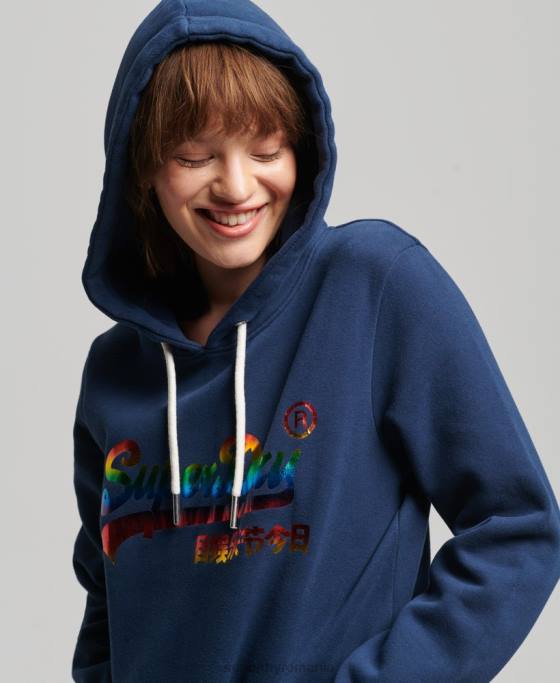 Superdry hanorac cu logo grafic curcubeu îmbrăcăminte marina femei JX0Z6029