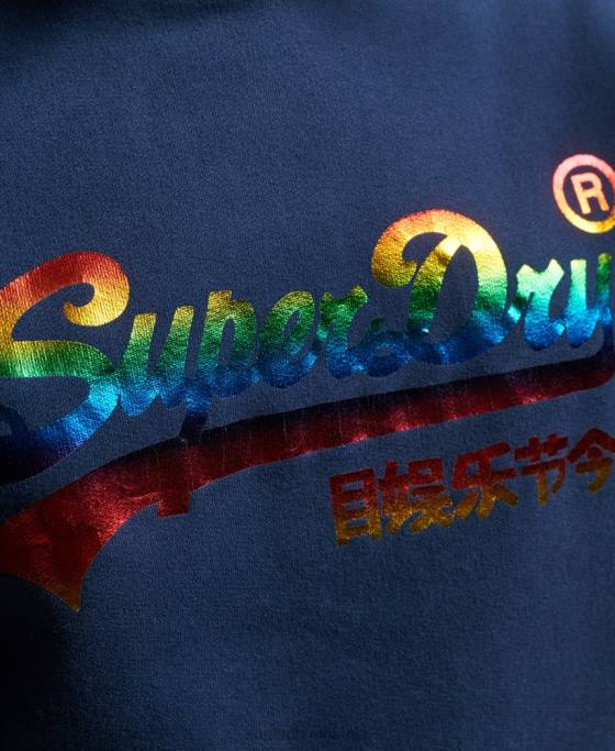 Superdry hanorac cu logo grafic curcubeu îmbrăcăminte marina femei JX0Z6029