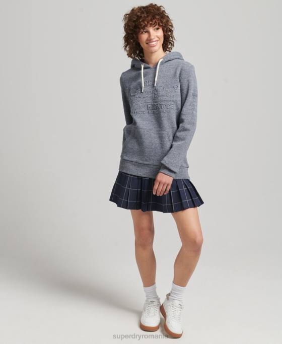 Superdry hanorac cu logo grafic în relief îmbrăcăminte albastru deschis femei JX0Z3396