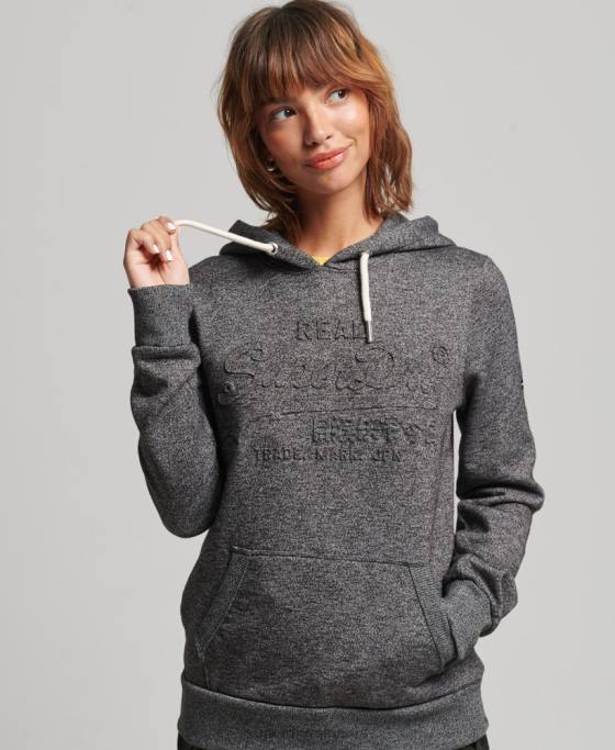 Superdry hanorac cu logo grafic în relief îmbrăcăminte gri inchis femei JX0Z3285
