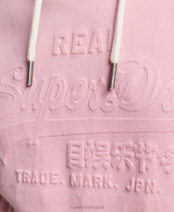 Superdry hanorac cu logo grafic în relief îmbrăcăminte roz femei JX0Z3338