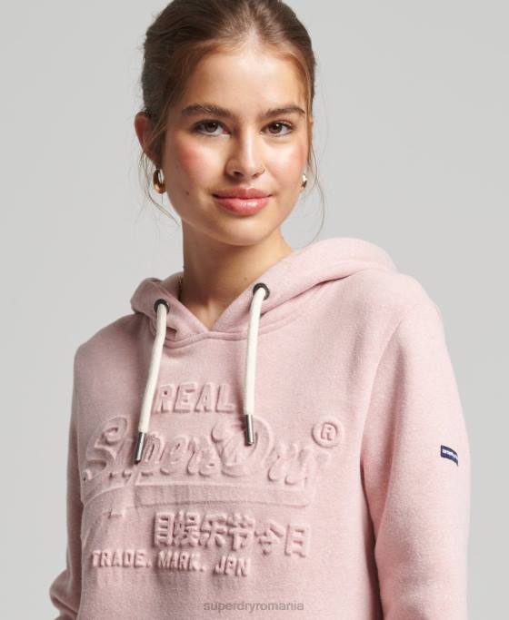 Superdry hanorac cu logo grafic în relief îmbrăcăminte roz femei JX0Z6121