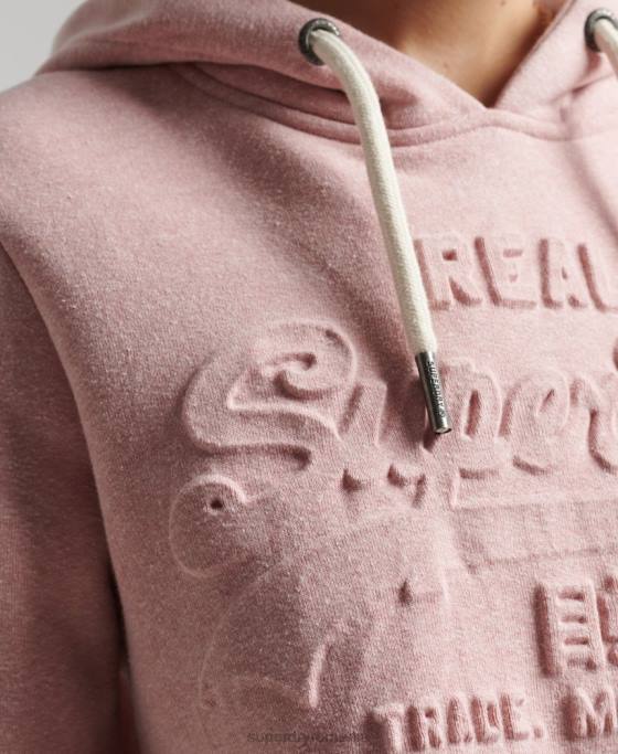 Superdry hanorac cu logo grafic în relief îmbrăcăminte roz femei JX0Z6121