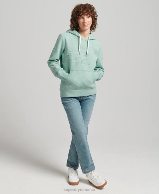 Superdry hanorac cu logo grafic în relief îmbrăcăminte turcoaz femei JX0Z5952