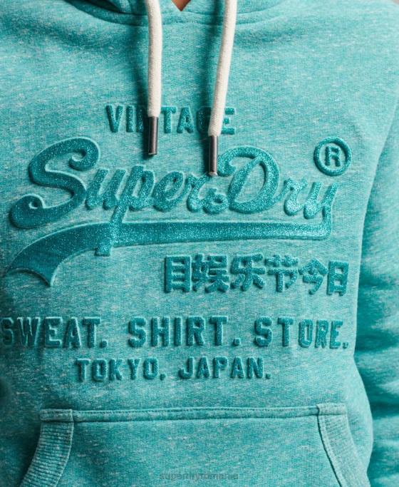 Superdry hanorac cu logo grafic în relief îmbrăcăminte verde femei JX0Z3419