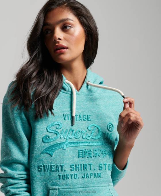Superdry hanorac cu logo grafic în relief îmbrăcăminte verde femei JX0Z3419