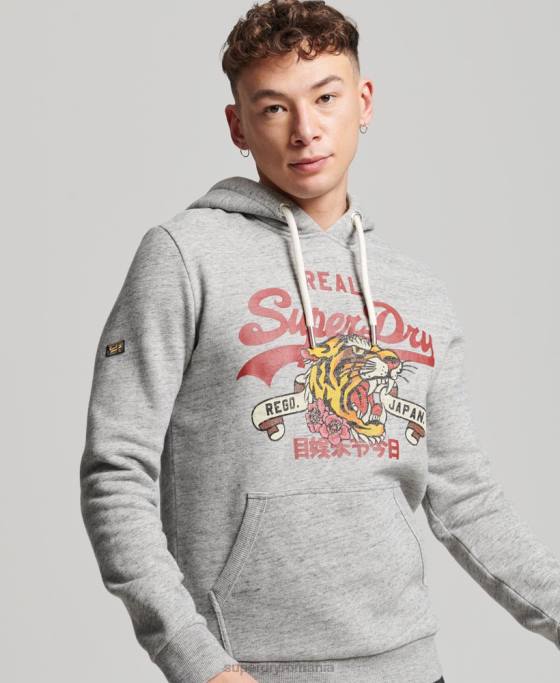 Superdry hanorac cu logo narativ vintage îmbrăcăminte gri bărbați JX0Z515