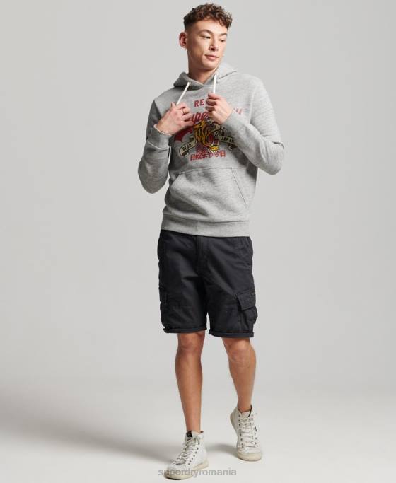 Superdry hanorac cu logo narativ vintage îmbrăcăminte gri bărbați JX0Z515