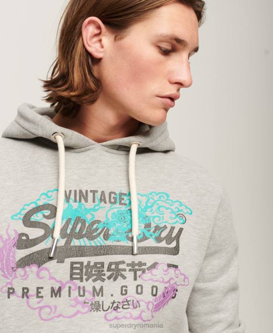 Superdry hanorac cu logo narativ vintage îmbrăcăminte gri bărbați JX0Z855