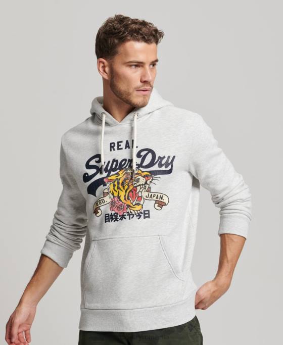 Superdry hanorac cu logo narativ vintage îmbrăcăminte gri deschis bărbați JX0Z615