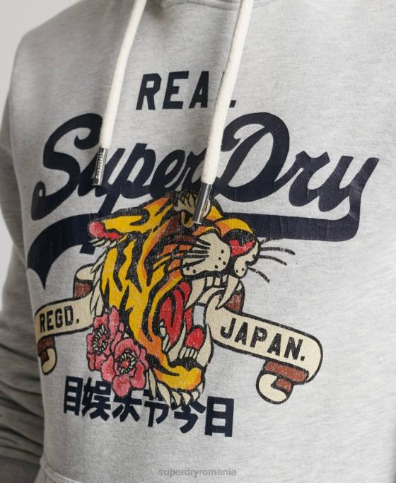 Superdry hanorac cu logo narativ vintage îmbrăcăminte gri deschis bărbați JX0Z615