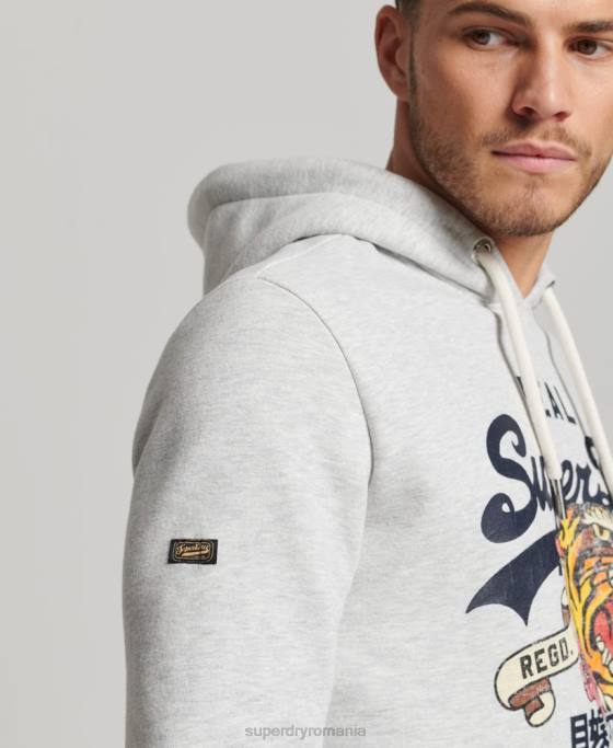 Superdry hanorac cu logo narativ vintage îmbrăcăminte gri deschis bărbați JX0Z615