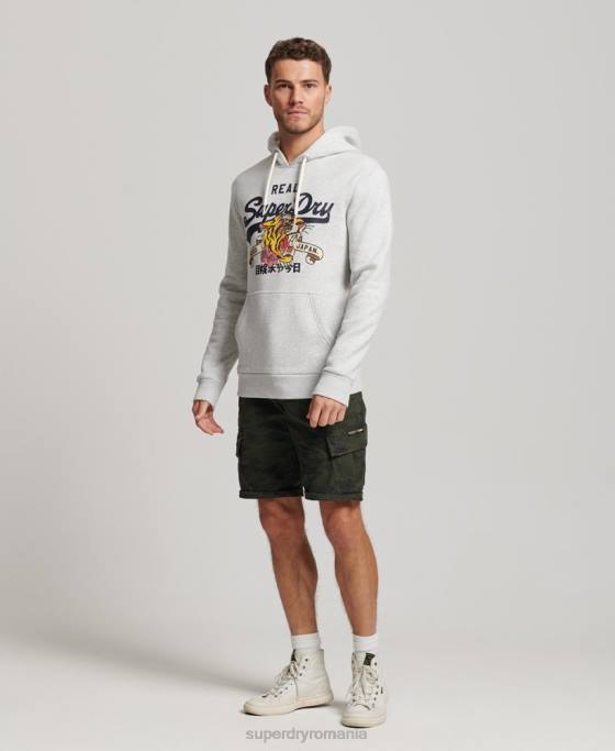 Superdry hanorac cu logo narativ vintage îmbrăcăminte gri deschis bărbați JX0Z615
