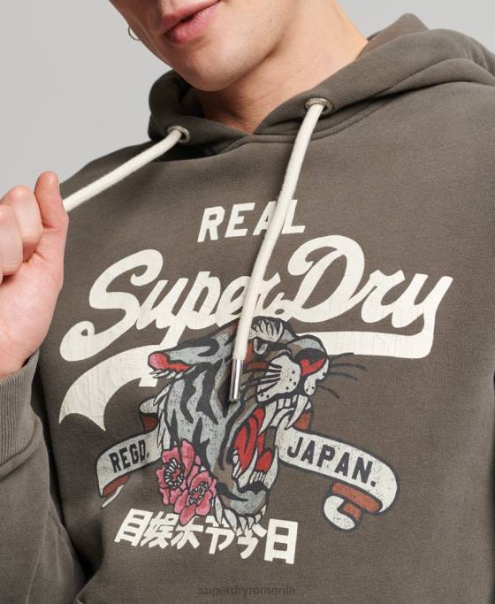 Superdry hanorac cu logo narativ vintage îmbrăcăminte gri inchis bărbați JX0Z535