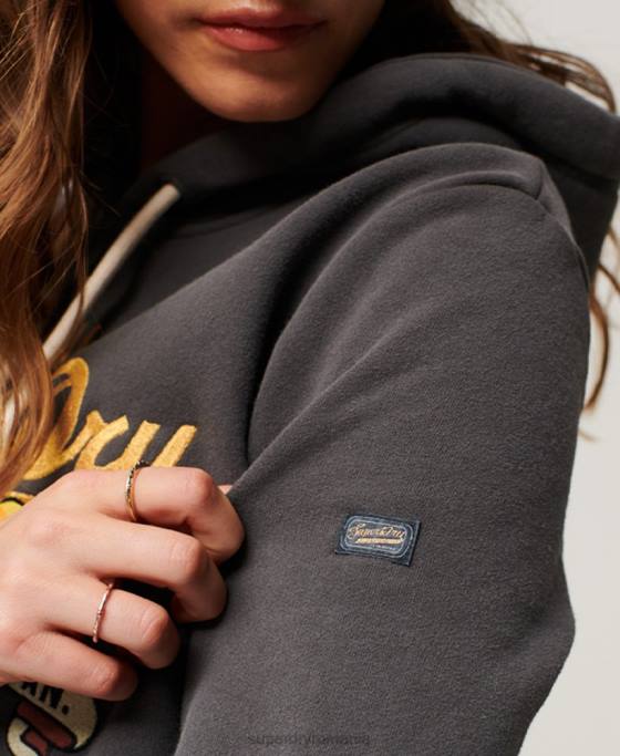 Superdry hanorac cu logo narativ vintage îmbrăcăminte gri inchis femei JX0Z2128