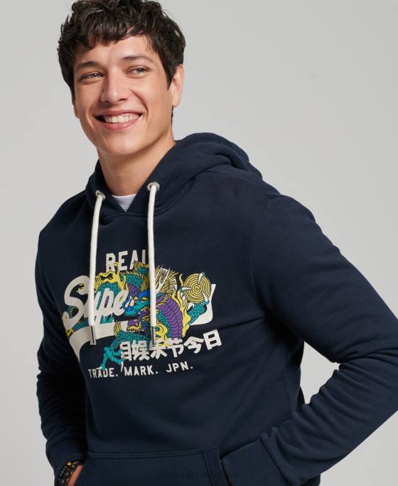 Superdry hanorac cu logo narativ vintage îmbrăcăminte marina bărbați JX0Z697