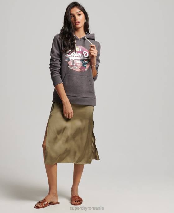 Superdry hanorac cu logo narativ vintage îmbrăcăminte negru femei JX0Z2305