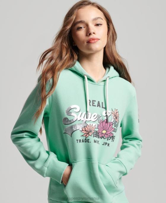 Superdry hanorac cu logo narativ vintage îmbrăcăminte verde femei JX0Z2294