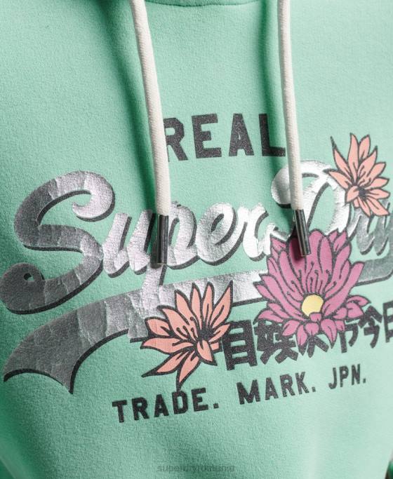 Superdry hanorac cu logo narativ vintage îmbrăcăminte verde femei JX0Z2294
