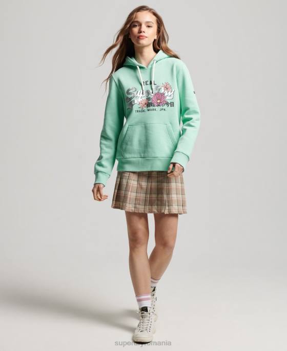 Superdry hanorac cu logo narativ vintage îmbrăcăminte verde femei JX0Z2294
