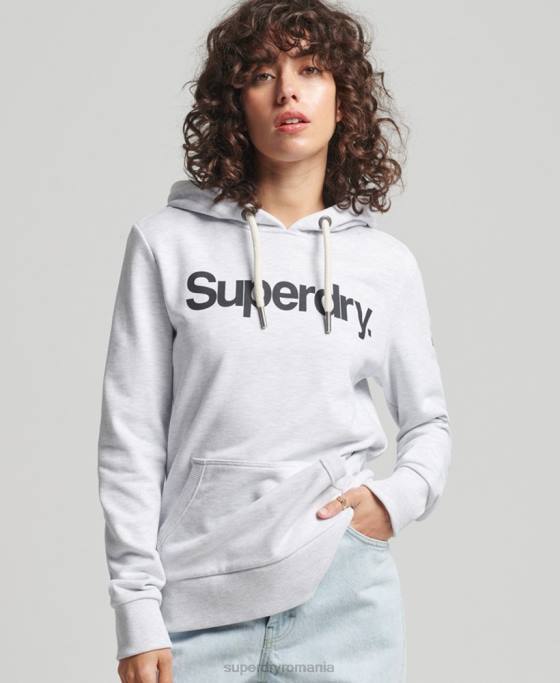 Superdry hanorac cu logo neperiat îmbrăcăminte gri deschis femei JX0Z3481