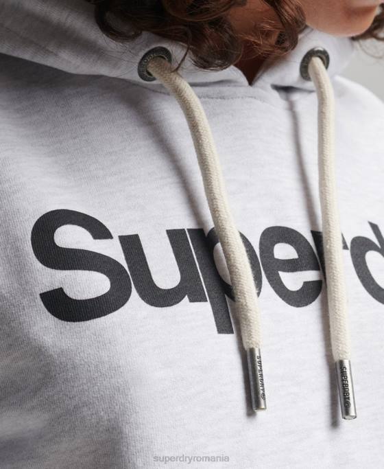 Superdry hanorac cu logo neperiat îmbrăcăminte gri deschis femei JX0Z3481
