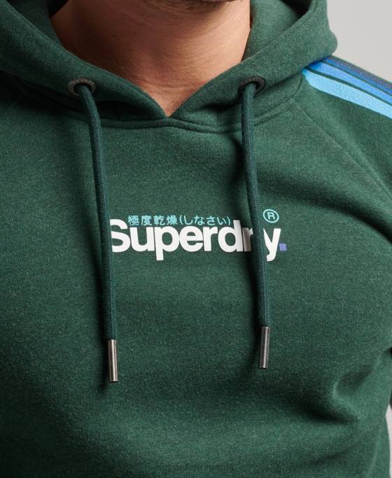 Superdry hanorac cu logo-ul cu mânecă cali cu dungi îmbrăcăminte verde bărbați JX0Z879