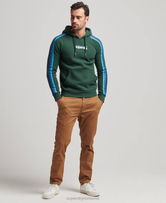 Superdry hanorac cu logo-ul cu mânecă cali cu dungi îmbrăcăminte verde bărbați JX0Z879