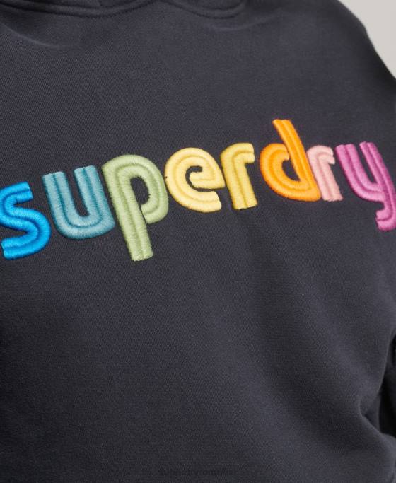 Superdry hanorac cu logo-ul curcubeu brodat îmbrăcăminte marina femei JX0Z3428