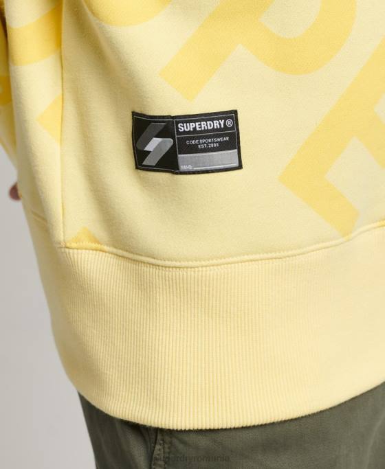 Superdry hanorac cu logo-ul de bază cu imprimeu peste tot îmbrăcăminte galben bărbați JX0Z3435